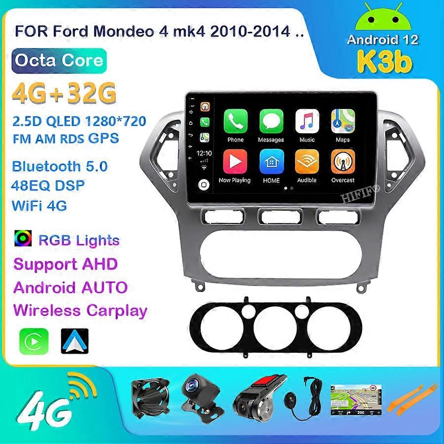 2Din Android 12 Car Radio For Ford Mondeo Wins 2007-2010 GPS Navigation Stereo Receiver Auto Radio Bluetooth Player IGO