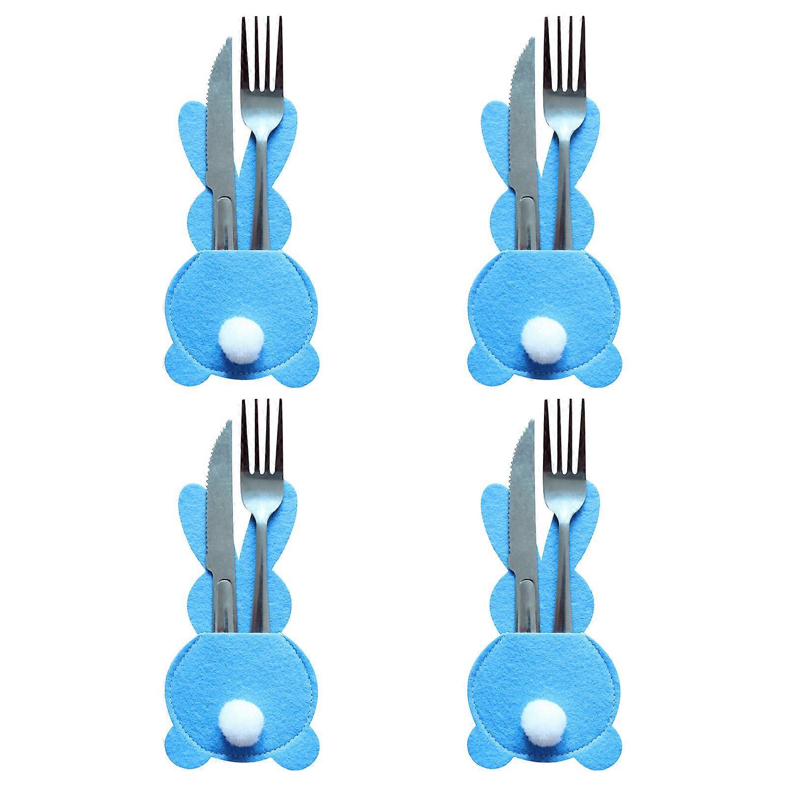 Set Of 4 Bunny Flatware Holders Easter Bunny Cutlery Bag Rabbit Cutlery Set With Tail eierfarben ostern