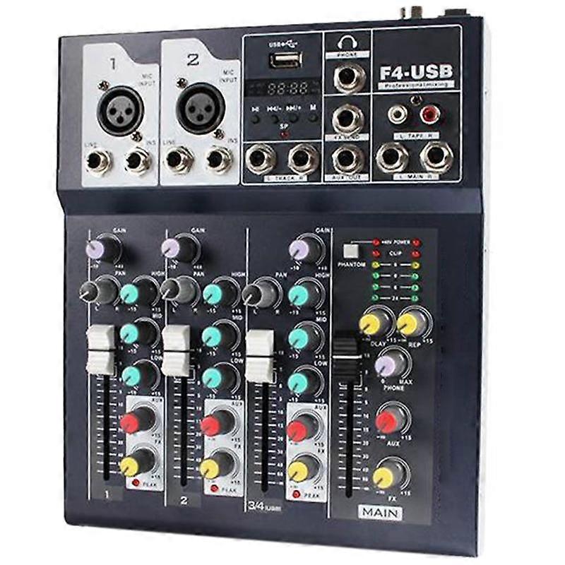 F4 Bluetooth Pure Platform 4-Way Mixer USB Home Reverb Mixer Recording Stage with Bluetooth Mixer U