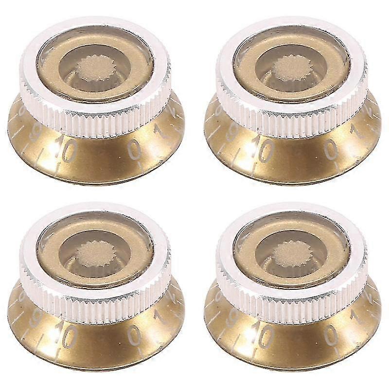 4Pcs Guitar Tone and Volume Speed Control Knobs Top Hat Bell for LP ,Gold