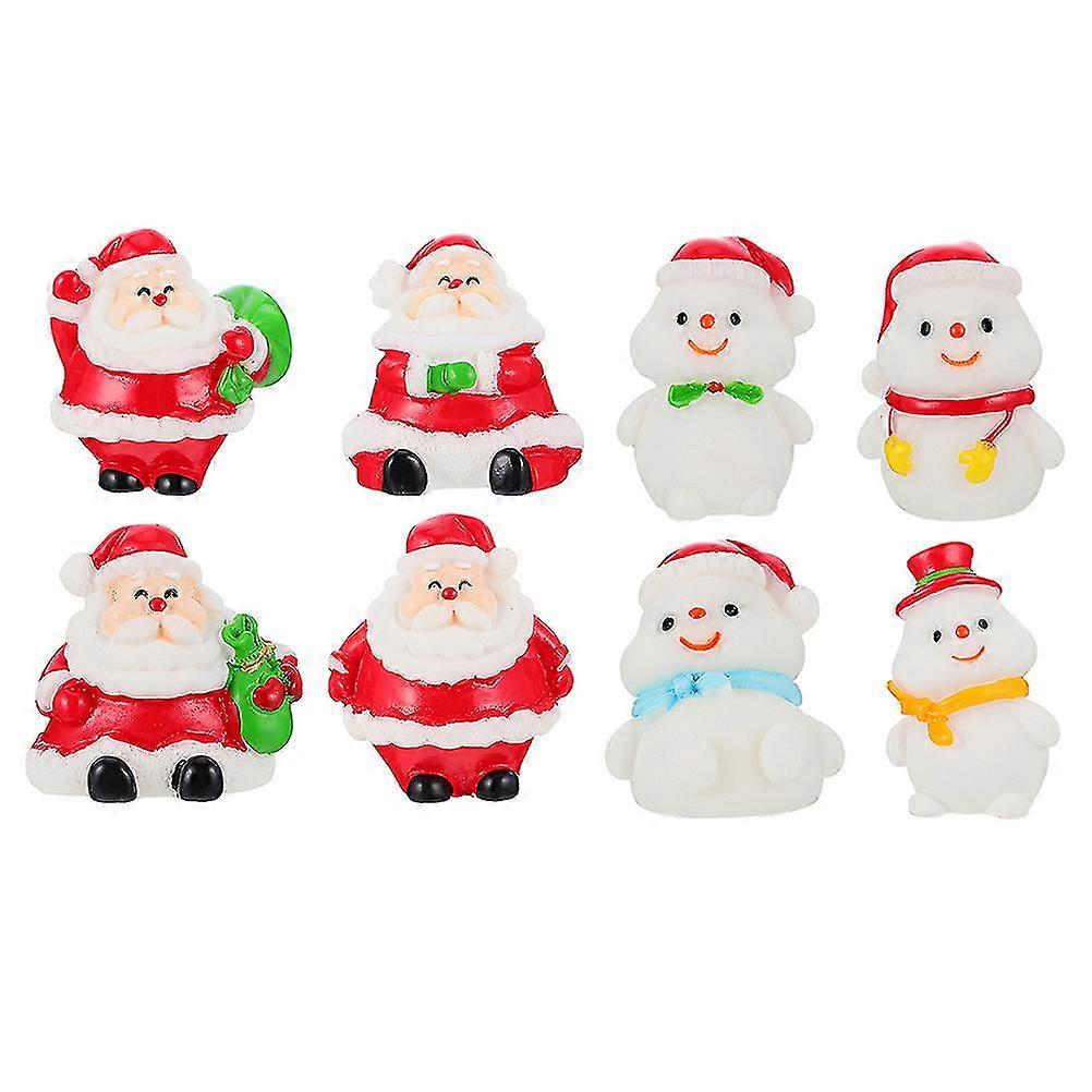 8 Pcs Santa Claus Ornaments Small Snowman Figurines Christmas Small Figurines Mini Santa Statue Christmas Mini Ornament Z