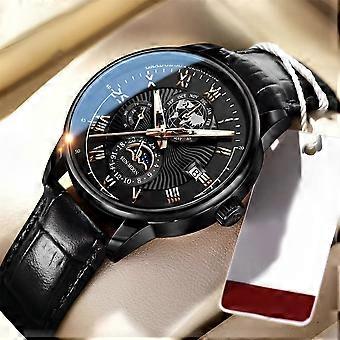 Herrenuhr Leder Wasserdichte Leuchtende Herren Quarz Armbanduhr Luxus Herren Uhren