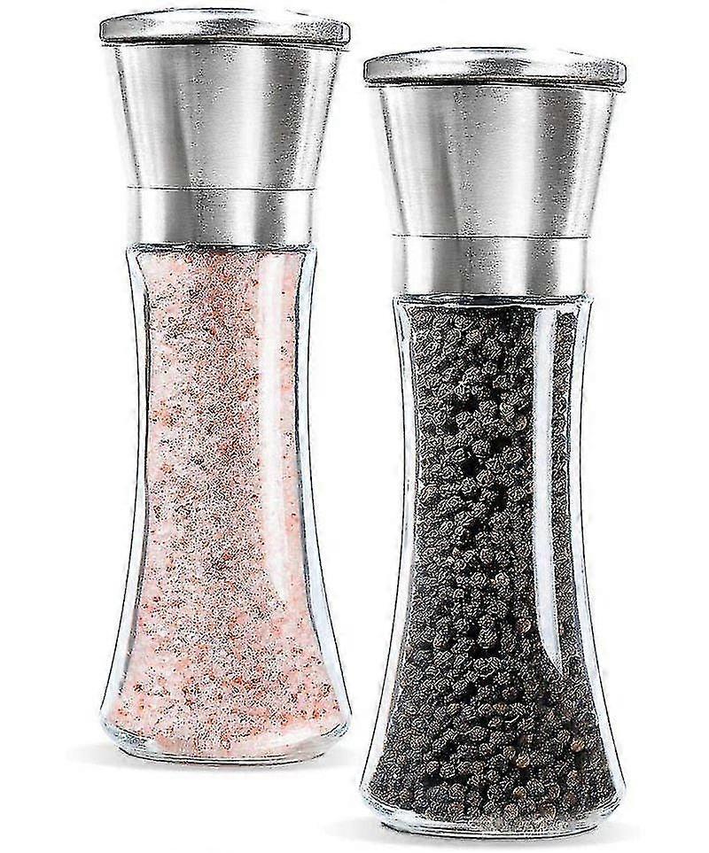 2 Pcs Salt And Pepper Mill Set With Adjustable Ceramic Grinder