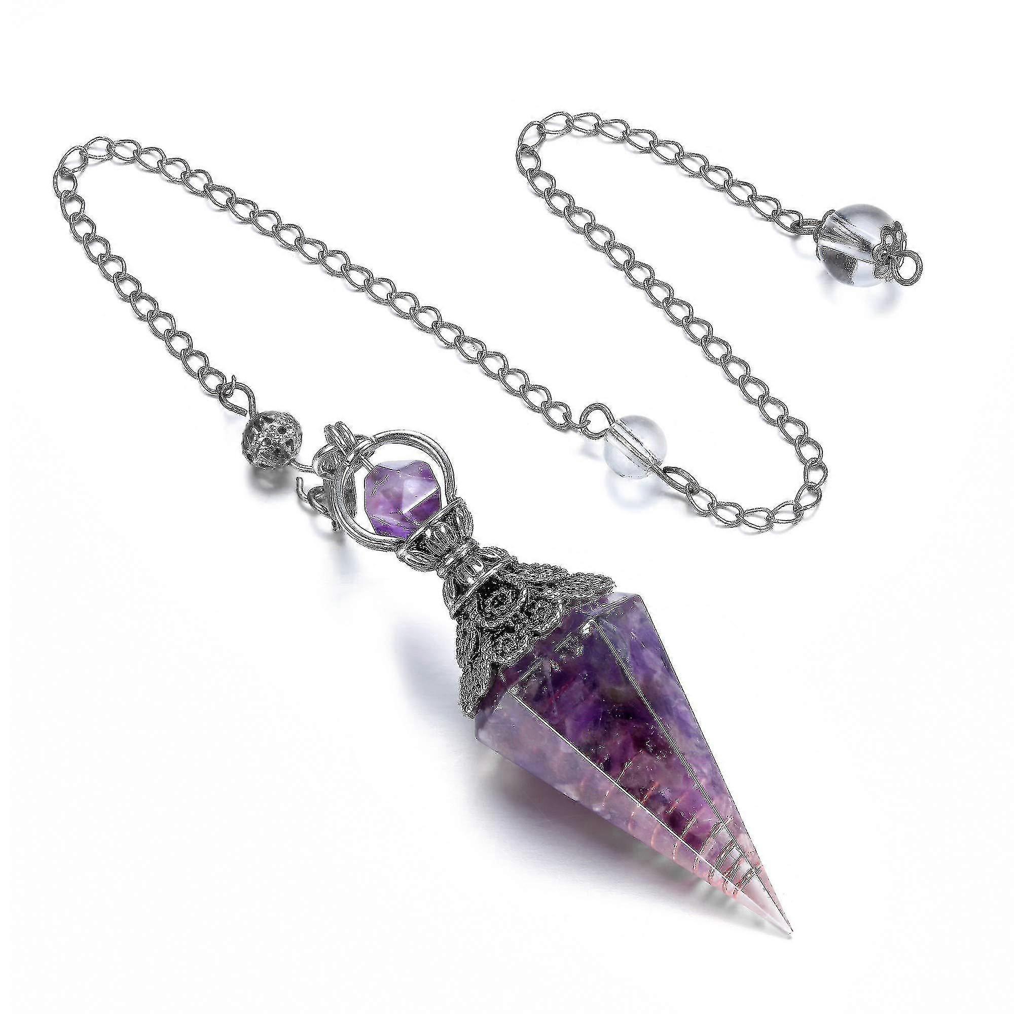 Chakra Crystal Pendulum Hexagonal Reiki Healing Crystal Points Gemstone Dowsing Pendulum For Divination Scrying Wicca (bebetter)
