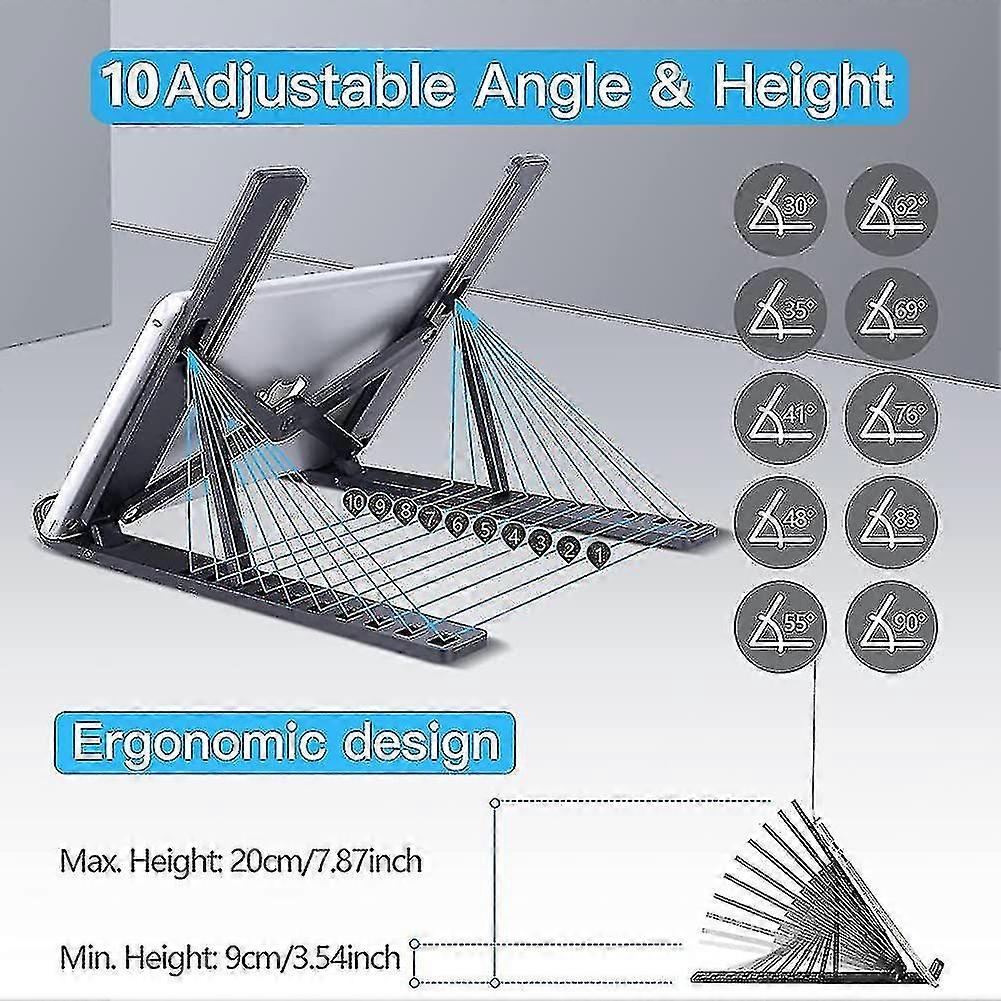 Laptop Stand, 10-level Height Adjustable Foldable Notebook Computer Stand