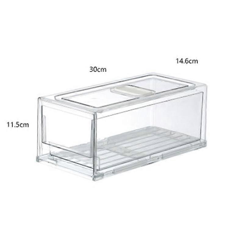 Clear Refrigerator Storage Box Drawer Design Drain Stacking Transparent Fruit Vegetable Organizer Bin Household