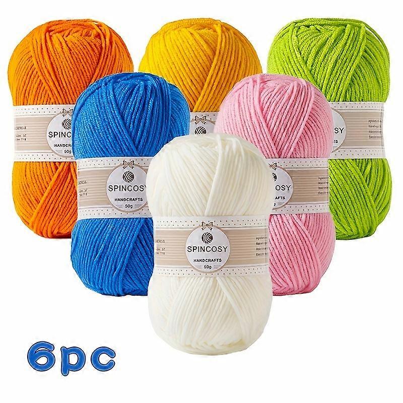 6 colors, Soft and Durable Acrylic Yarn for Knitting and Crocheting - 6 Skeins of Solid Color 4-ply Strands - Perfect for Blankets, Sweaters