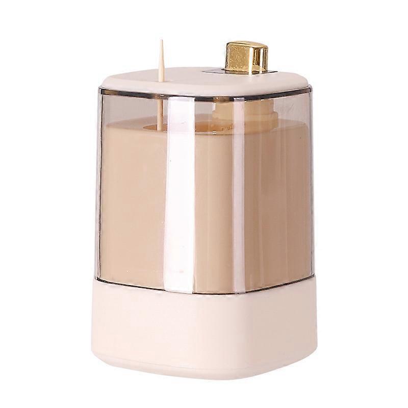 Toothpick Holder DispenserPop-Up Automatic Toothpick Dispensers for Kitchen Restaurant,Toothpicks Container, (WHITE)6*6*9.5cm(Toothpick Not Included