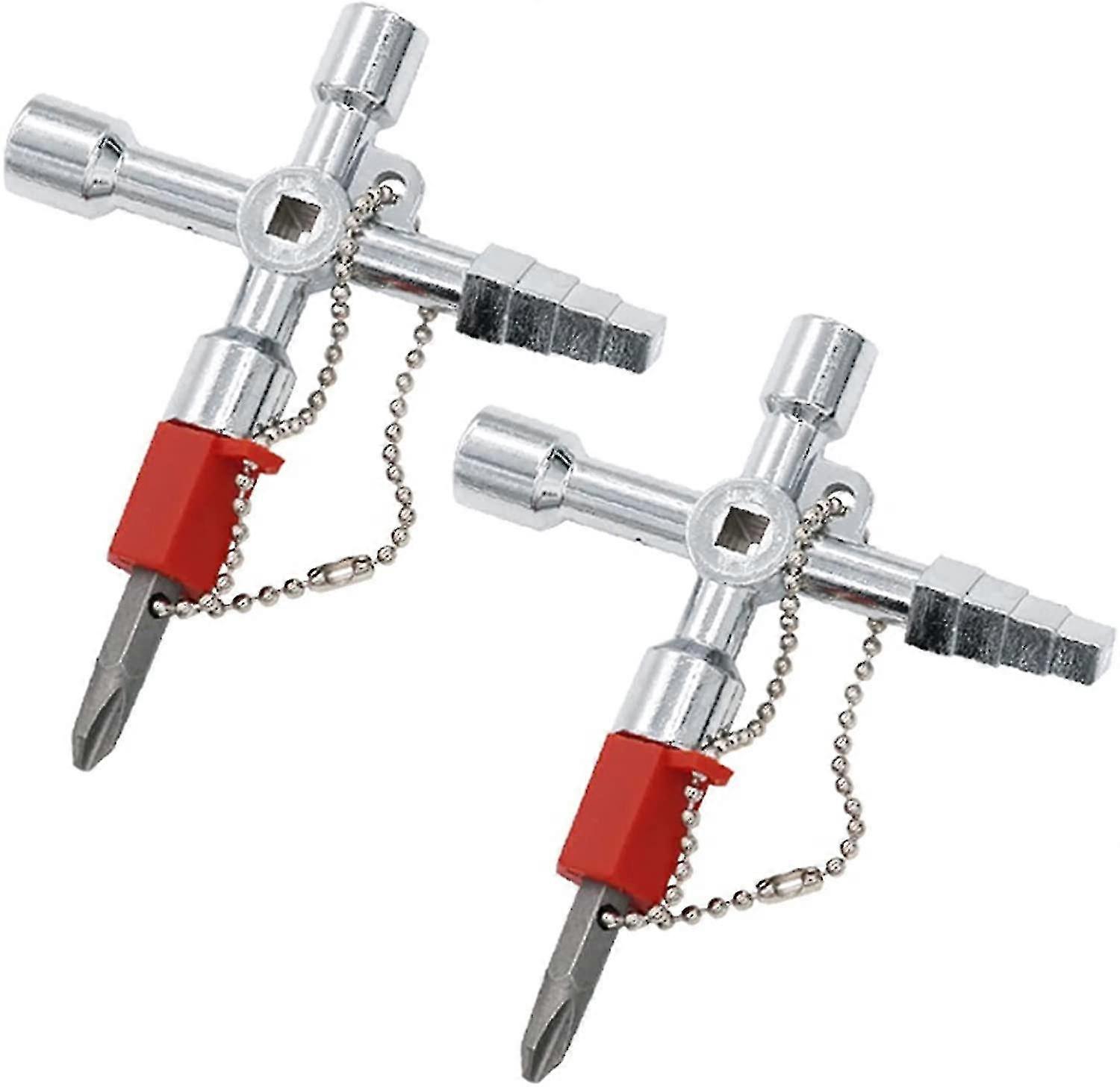 2 Pieces Multifunction Wrench, Triangular Wrench, 4 Way Universal Utility Plumbers Wrench, Convenien