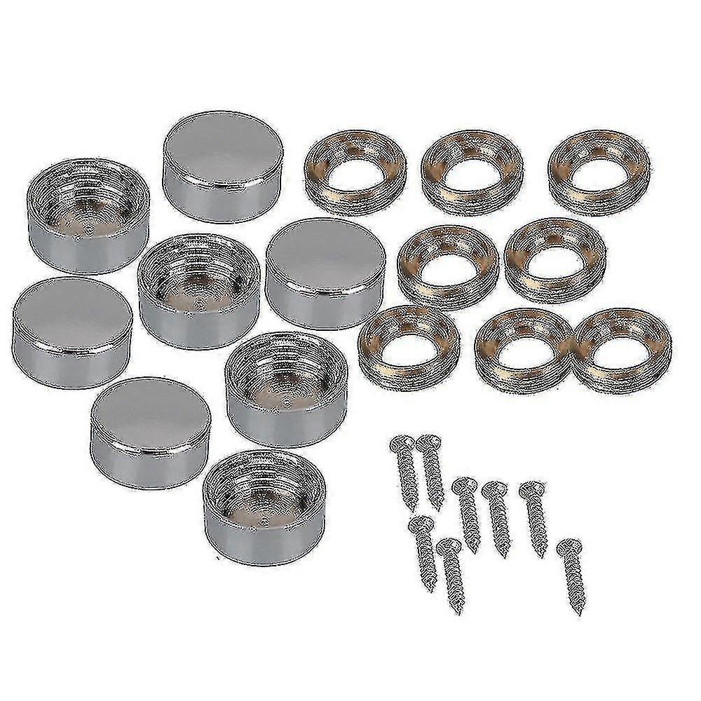8x Silver Copper Round Screw Mirror Cap Nails 12mm Dia