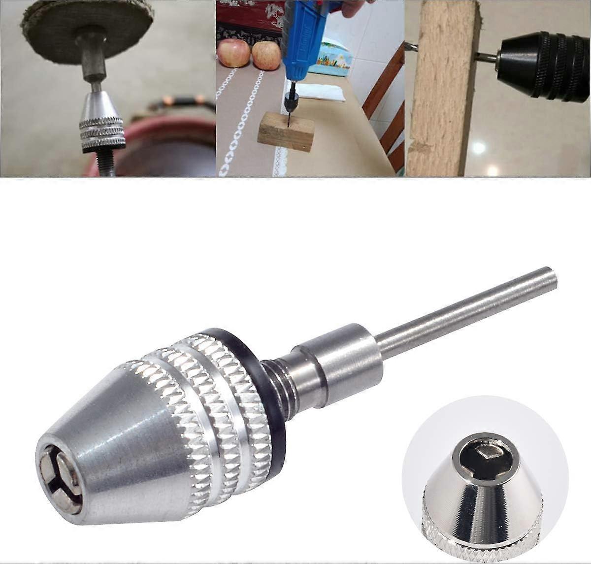 Keyless Mini 3-jaw Chuck Screwdriver Adapter with Quick Change 2.35mm Round Shank Cylindrical Shank 0.3-3.2mm Drill Bits Countersinks for Micro-produc