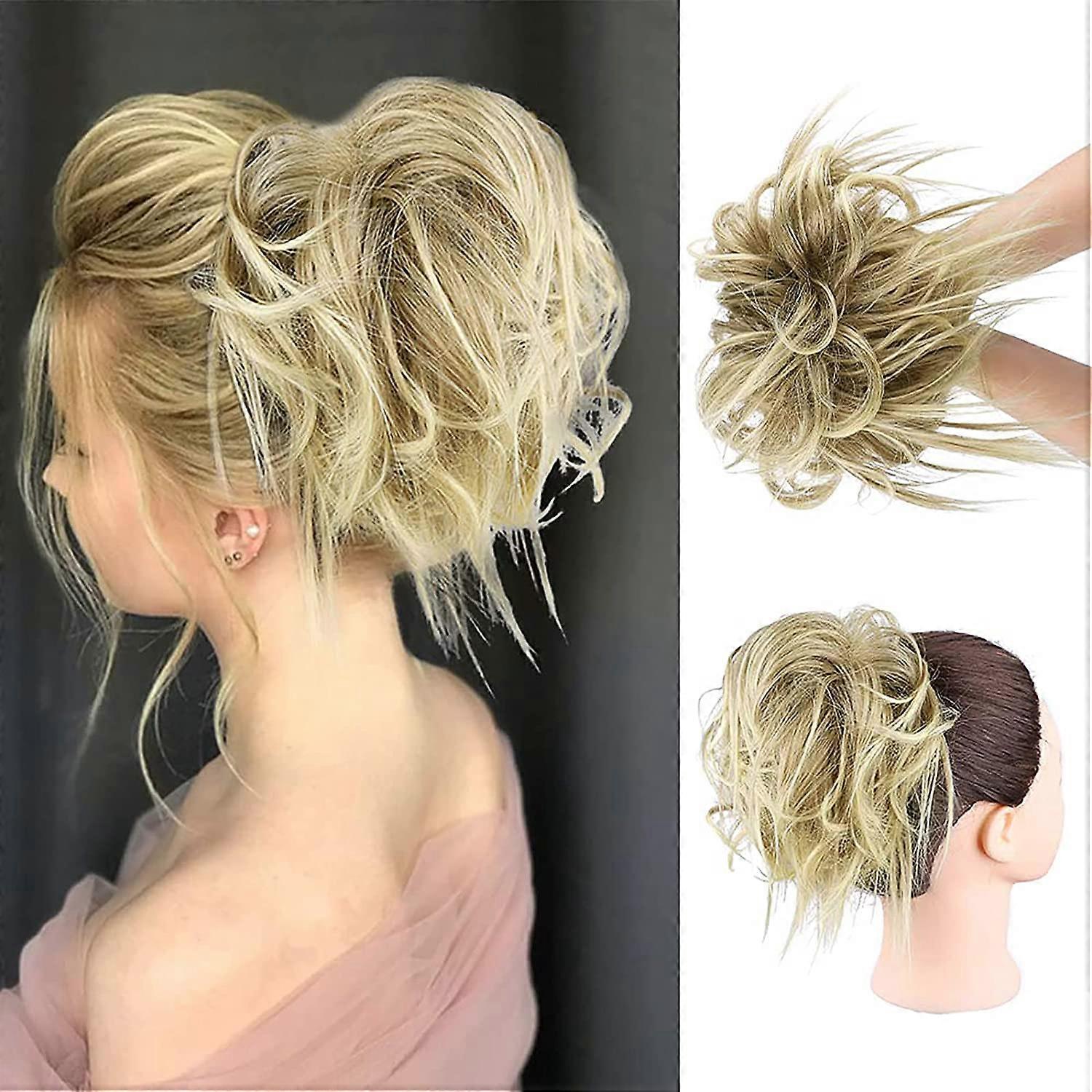 Tousled Updo sotkuinen pulla hiuslisäke hiustenpidennys Ponytail joustavalla kuminauhalla Updo Ponytail hiuslisäke synteettiset hiustenpidennykset Scrunchies Ponytai
