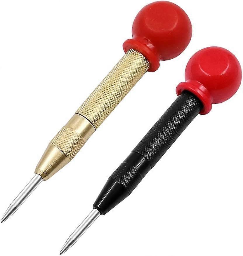 2PCS Auto Center Punch 13cm with Cap- Gold Black