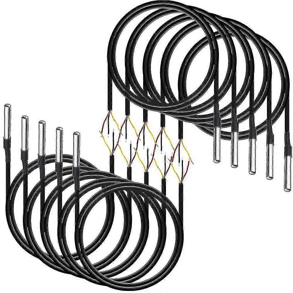 10 stuks waterdichte Ds18b20 temperatuursensor, digitale temperatuur thermische kabeltemperatuur (-55- +
