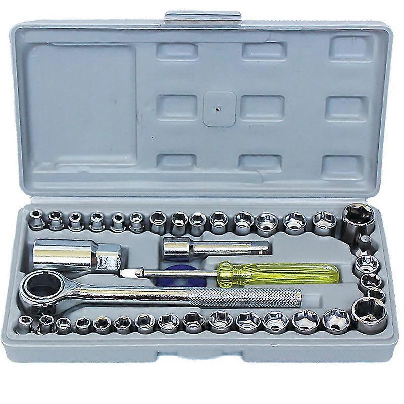 40 Pieces Tool Set Combination Auto Car Tool Box Socket Combination Wrench Repair Emergency Tools