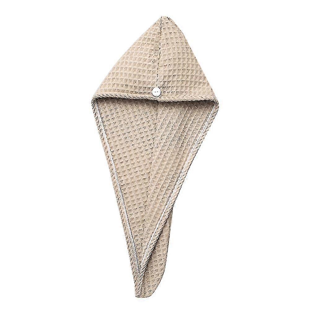 Waffle Asciugacapelli Asciugatura Rapida Asciugatura Asciugamano Doccia Cuffia Capelli Asciutti Cappuccio Per Capelli (1 Pezzo, Marrone Chiaro)