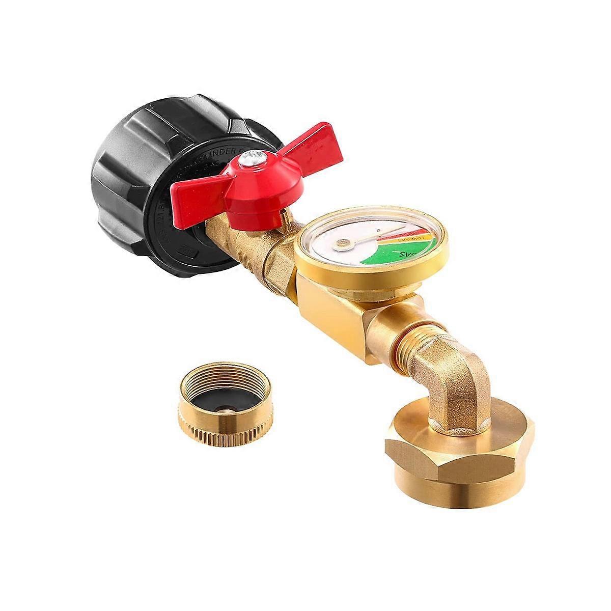 QCC1 Propane Refill Elbow Adapter with Propane Tank Gauge, 90 Degrees Propane Refill Adapter with O