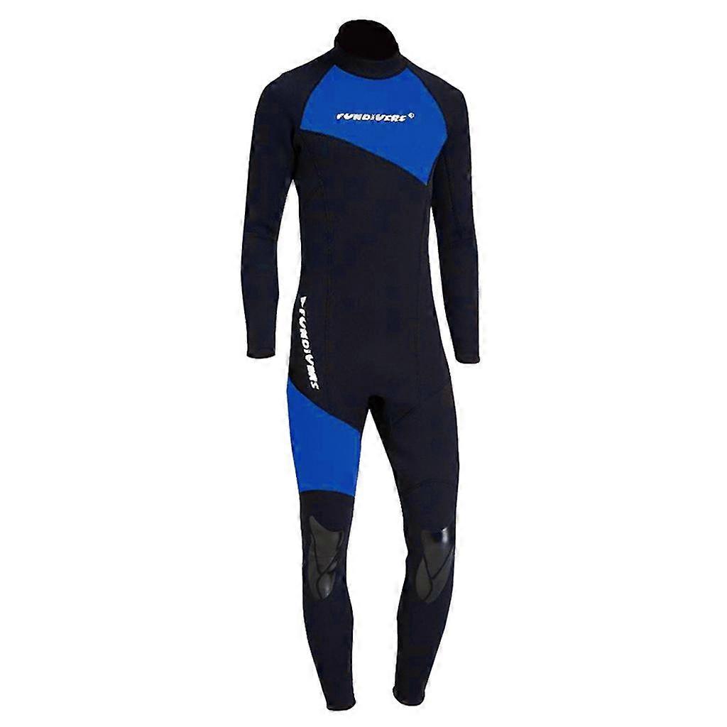 Full Body Wetsuits 3mm Neoprene Long Sleeve Back Zip for Diving M Blue