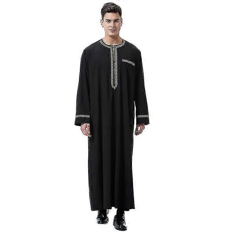 Män Muslimsk Saudisk Mantel Kaftan Dubai Tunika Lång Toppblus Thobe Kläder
