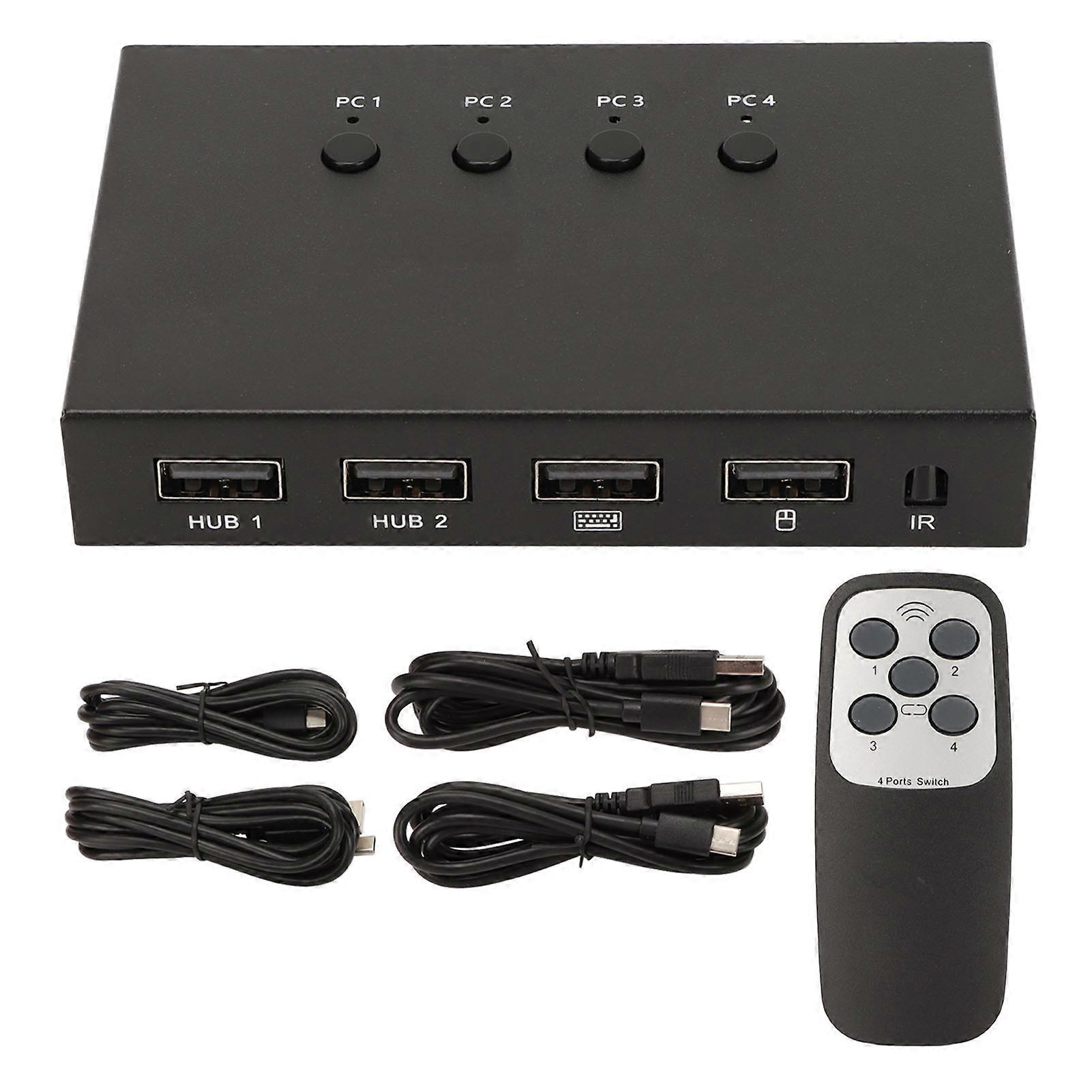 KVM-Umschalter 4K 60Hz 18Gbps 4 in 1 Out HD Multimedia Interface 2.0 KVM-Umschalter mit USB-Schnittstelle