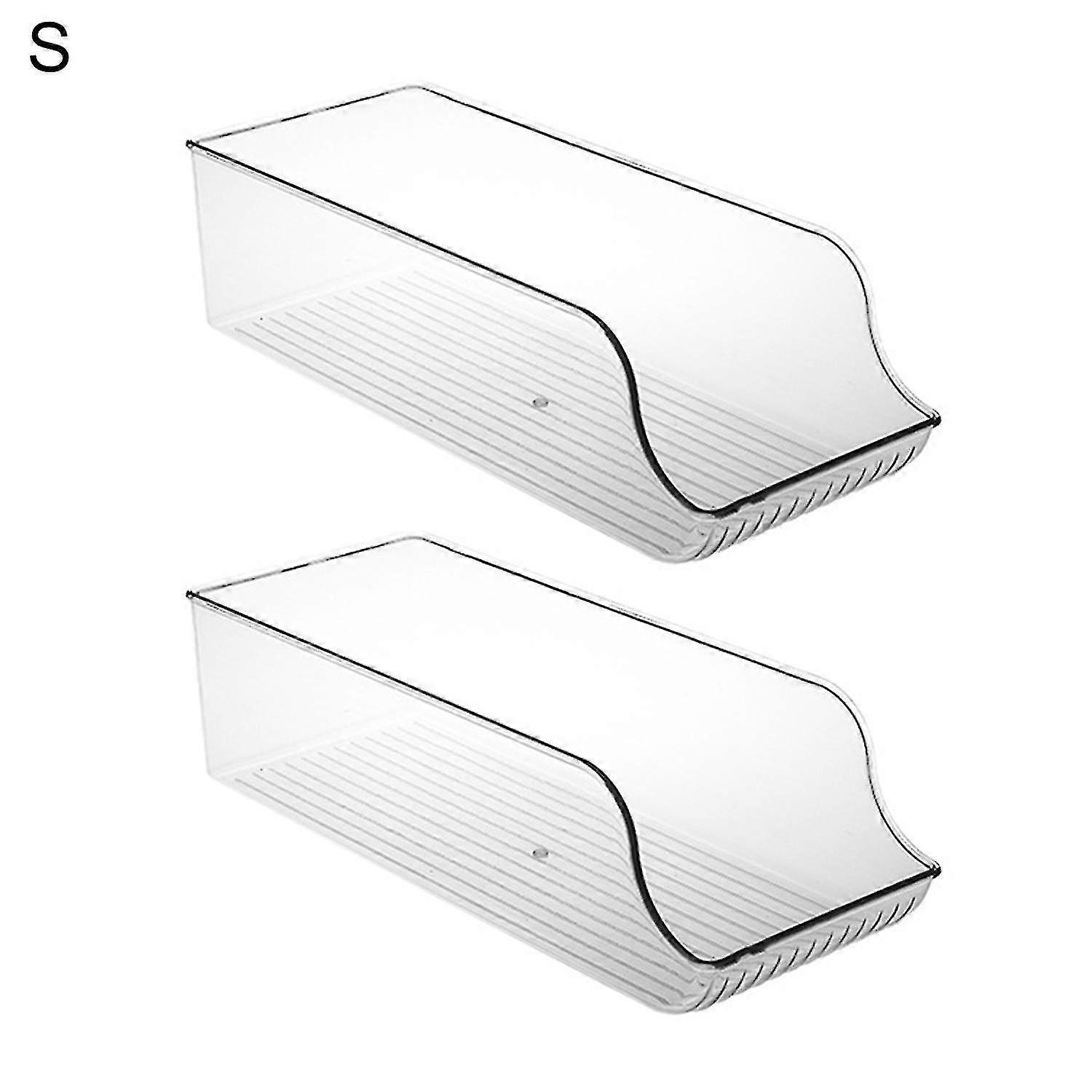2pcs Multifunctional Storage Box Transparent Plastic Arc Design Multi-use Fruit Beer Storage Rack Fo-zzy