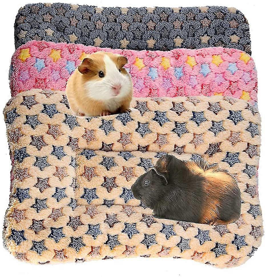 3 Pack Small Animal Plush Sleeping Mat - Warm Fluffy Fleece Blanket - Bed Mat For Kitten