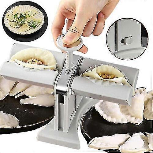 Automatic Dumpling Maker, Household Double Head Automatic Dumpling Maker Mould Ravioli Press Mold Stainless Steel Manual Dumpling Machine for Kitchen 