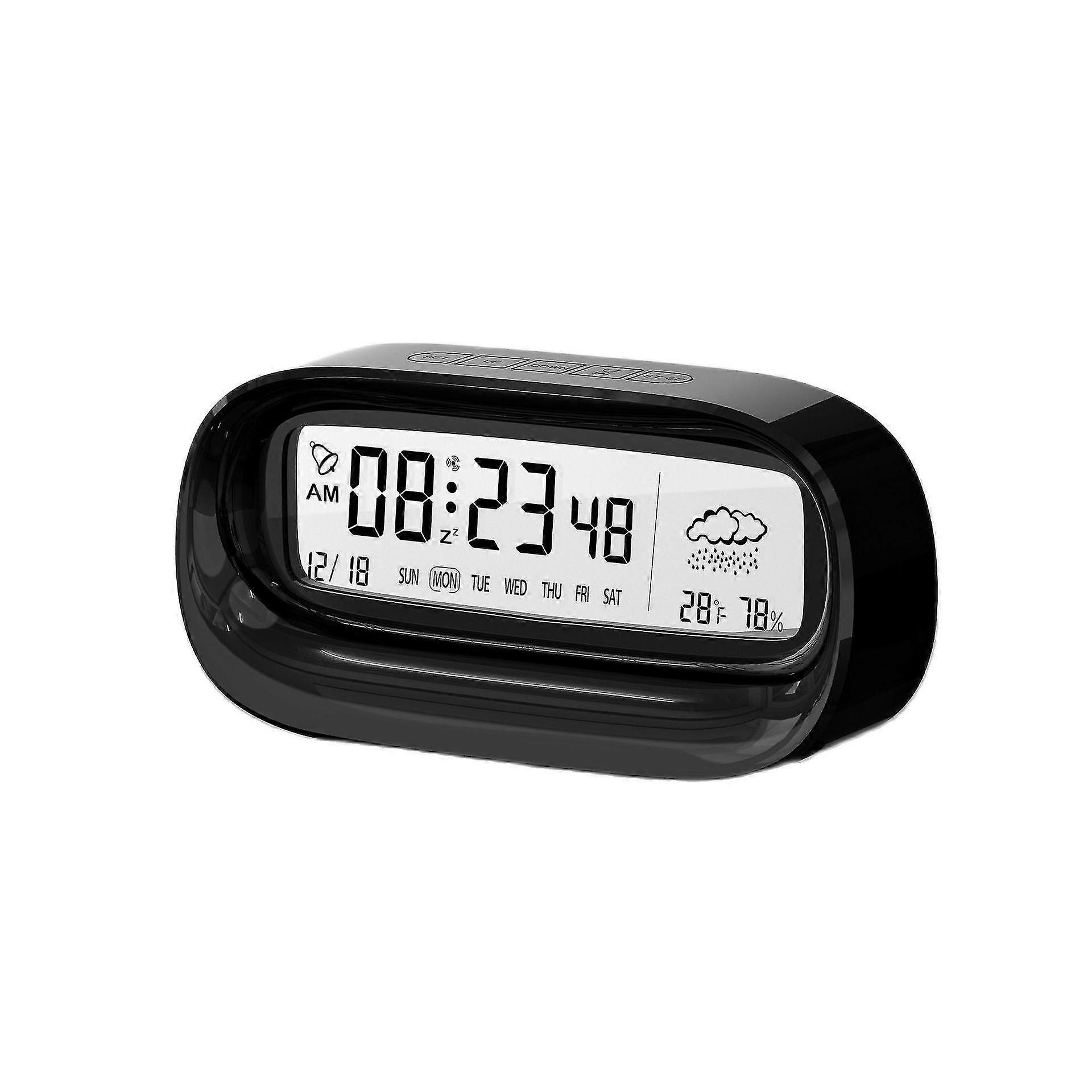 Oval Led Digital Alarm Clock Display Calendar Weather Table Clock Temperature Humidity Electronic Clock