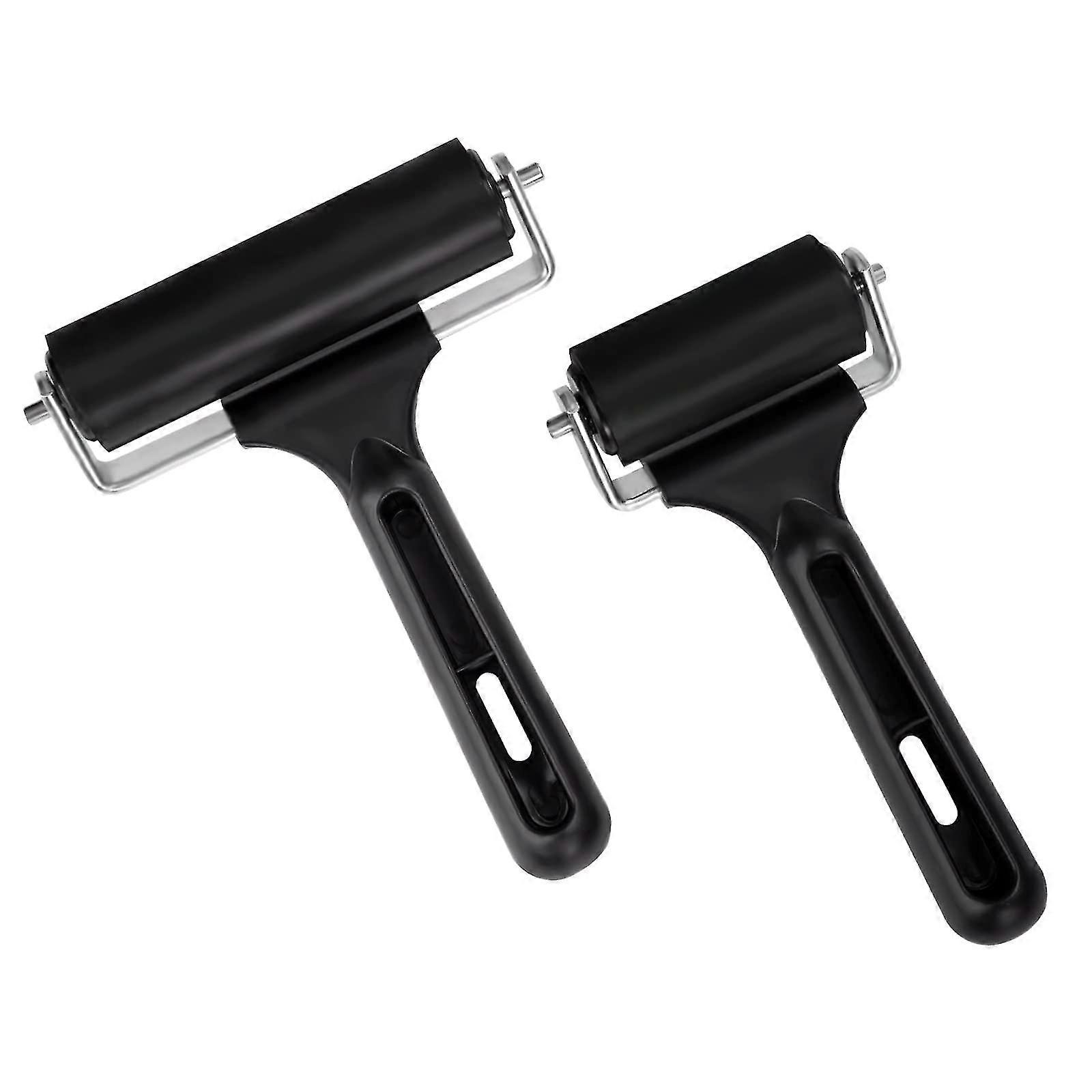 Rubber Art Roller 2pcs Rubber Ink Roller Roller Engraving Tool For Presser Blocks Printing Art Craft Oil Painting Stamping (6cm And 10cm)