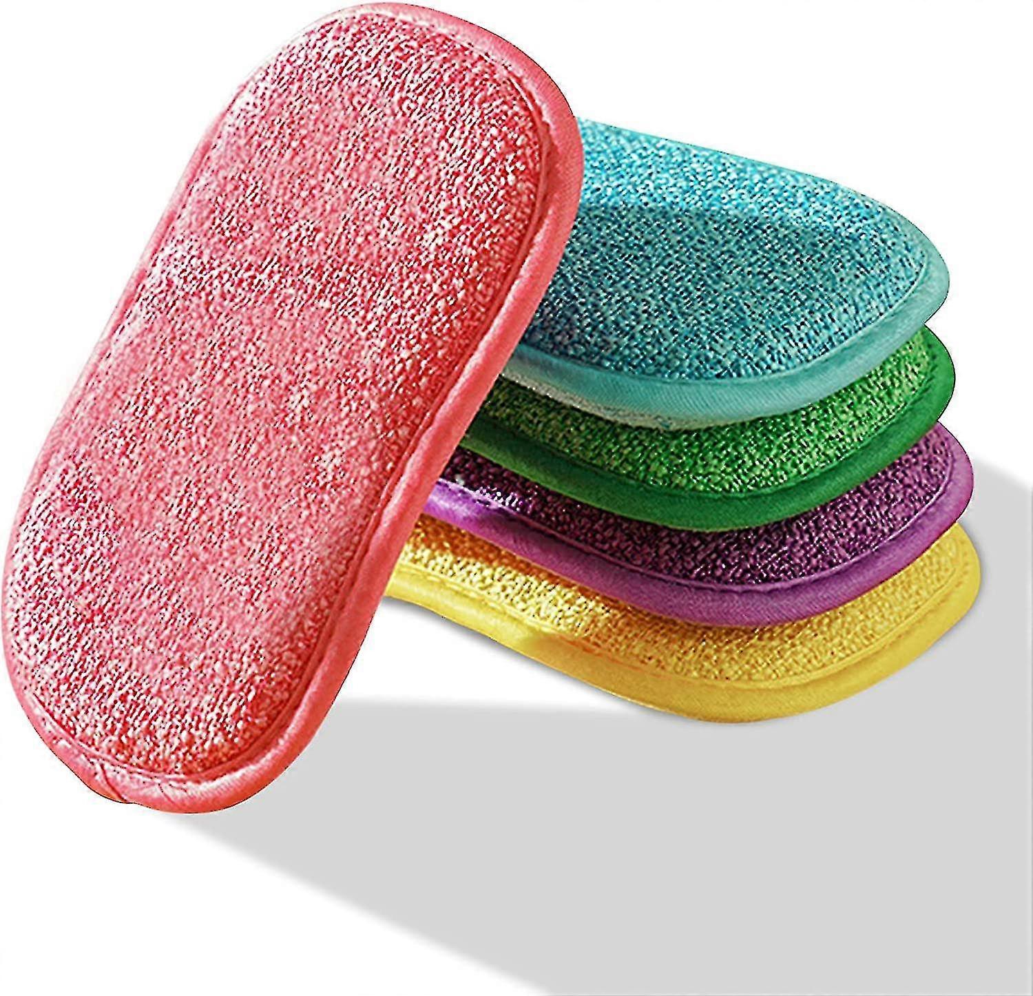5 Pack Dual Action Microfibre Cleaning Sponges Refill Scrubbing