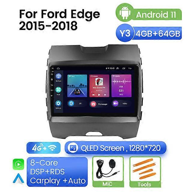 Android 11 Qled Car Stereo for Ford Edge 2015 2016 2017 2018 Vehicle Radio GPS Multimedia Video Player Carplay NO DVD 2 Din