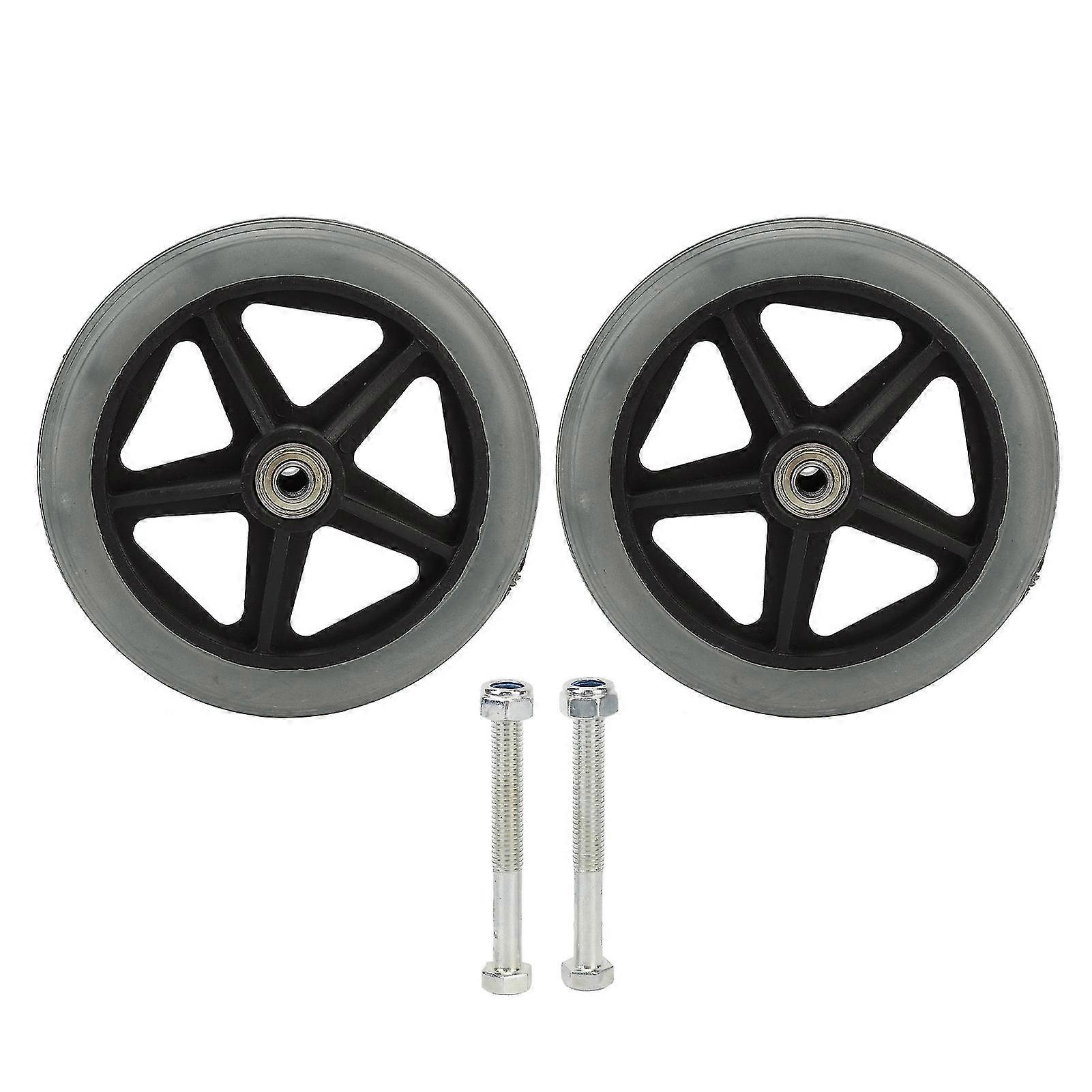 6inch PU Universal Wear Resistant Wheelchair Front Wheel - 2pcs Slip-Prevent Replacement Accessory