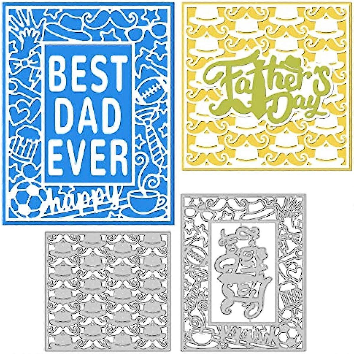 2Pcs Father's Day Frame Cutting Die Metal Father's Day Hat Background Die Cuts Embossing Stencils Template for Paper Card Making