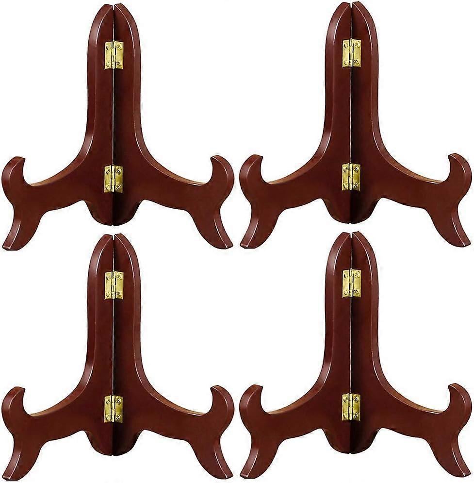 מדפי תצוגה, מארז 4 מחזיקי לוחות עץ, מחזיקי לוח חצובה חומים להצגת תמונות, ריהוט מזרחי לוחות עץ