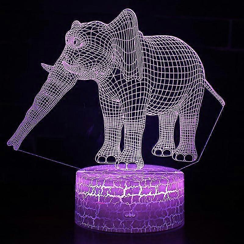 3d Elephant Led Night Light Desk Table Decor Lamp 7 Colors Changing