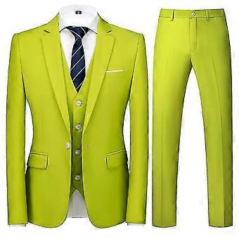 Men's 3 Pieces Elegant Solid One Button Slim Fit Suit Sets-b