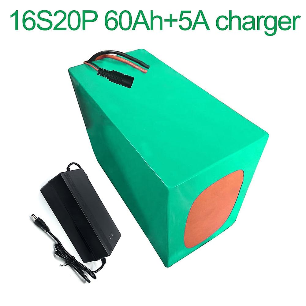 充電器付きバッテリー 5a 60ah 60v Li-ion 18650 充電式電気 2 つの三輪バイクバイク Ebike 受け入れカスタマイズ 16s20p 320 * 210 * 14