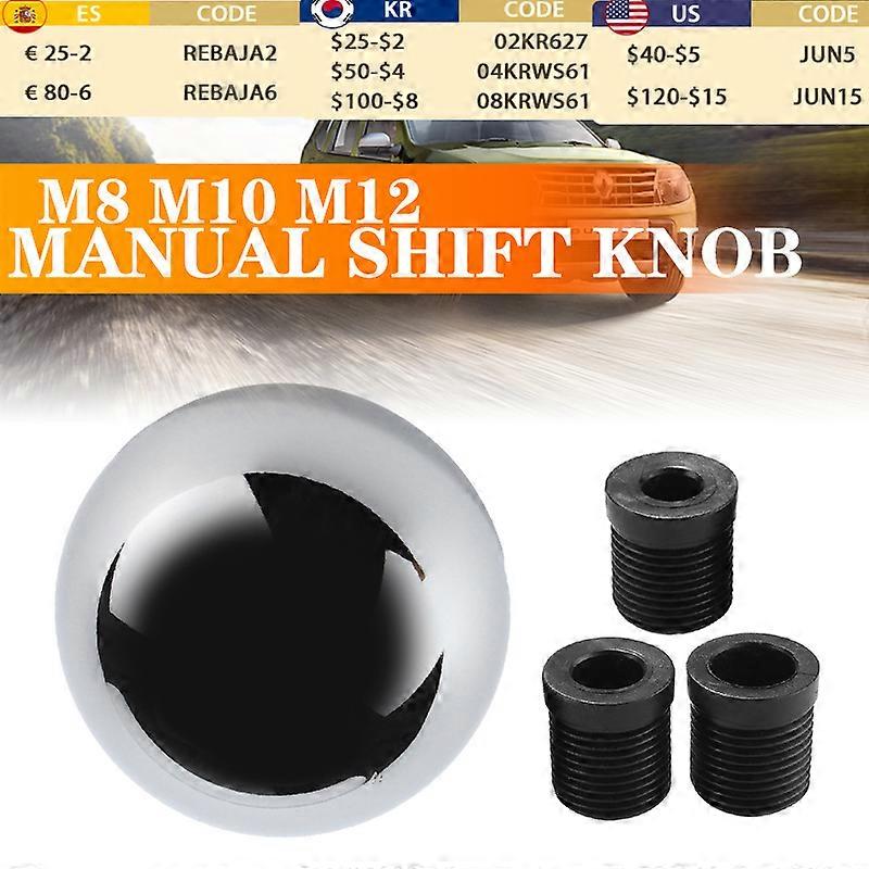 Heavy Weighted Chrome Round Ball Manual Shift Shifter Gear M8 M10 M12