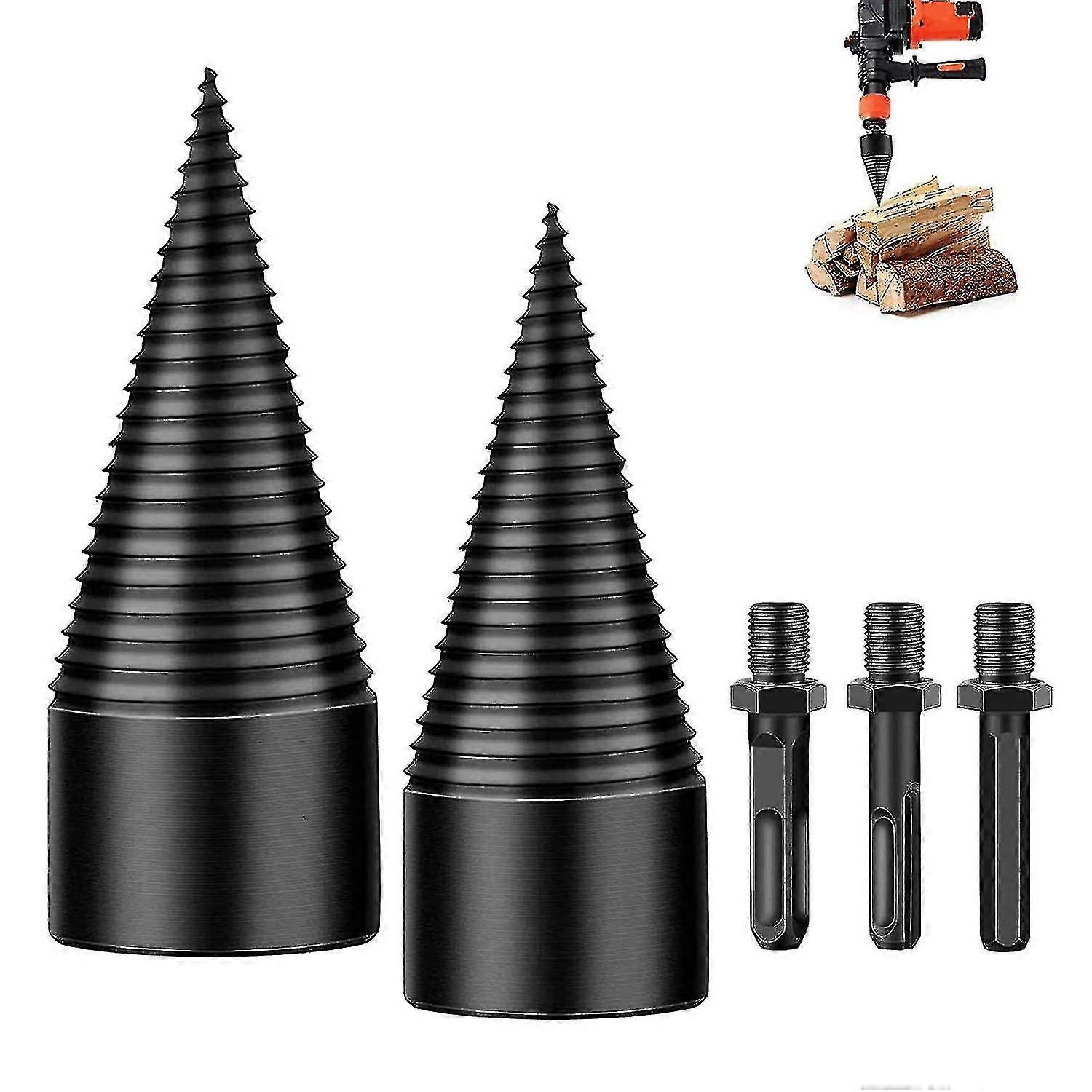 Wood Splitter Drill Bit Electric Drill Bits Chop Wood Splitting Tool Cone Splitters For Hand Drill Stick(Round)