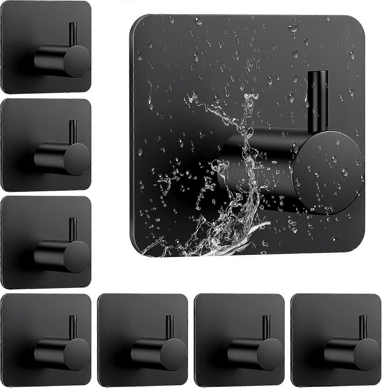 Self Adhesive Hooks 8Pcs Stainless Steel Towel Hooks Anti-Rust Bathroom Hooks Removable Stick on Hooks Heavy Duty for Hanging Towel,Hat,Keys,Kitchenwa