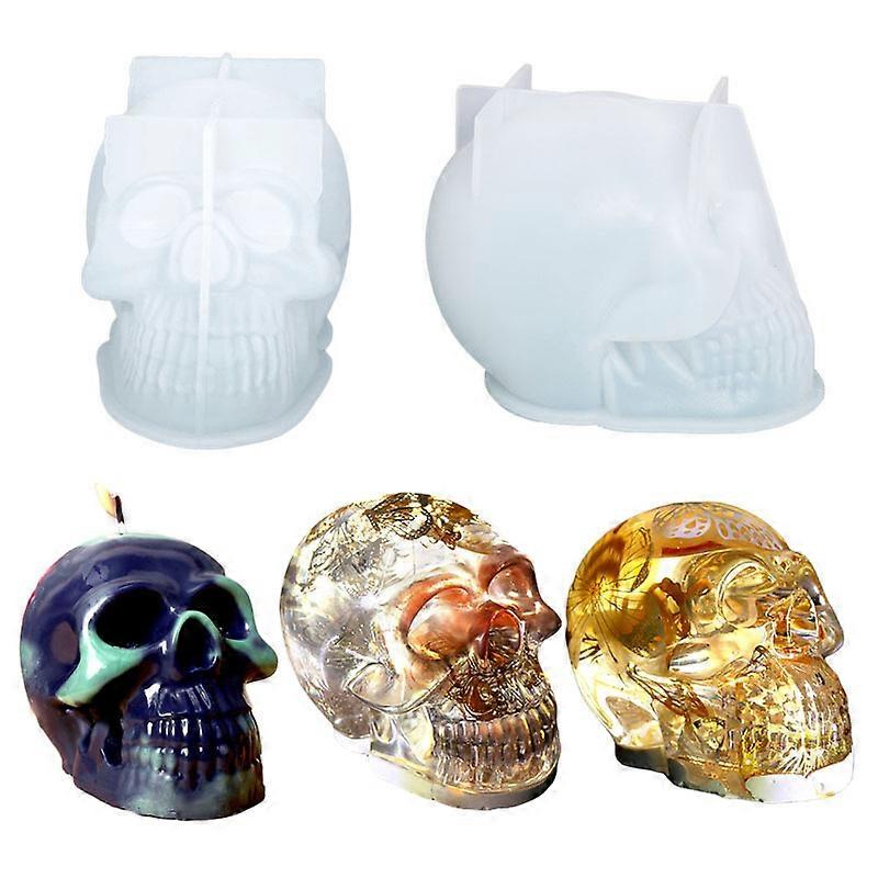 Silicone Resin Molds, 2 Large Silicone Skull Epoxy Resin Molds for Art Crafts, Candle Making, Home Decor, Pendants, Keychains (Mold Only)
