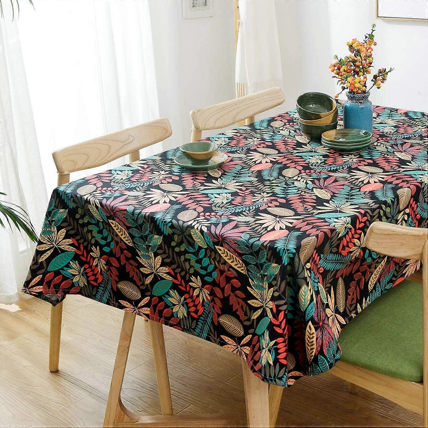 Rectangular Tablecloth Heavy Duty Stain Resistant Tablecloth Canvas Printed Cover Cotton Pattern Colors Dining Table Picnic Party Garden Washable Betw