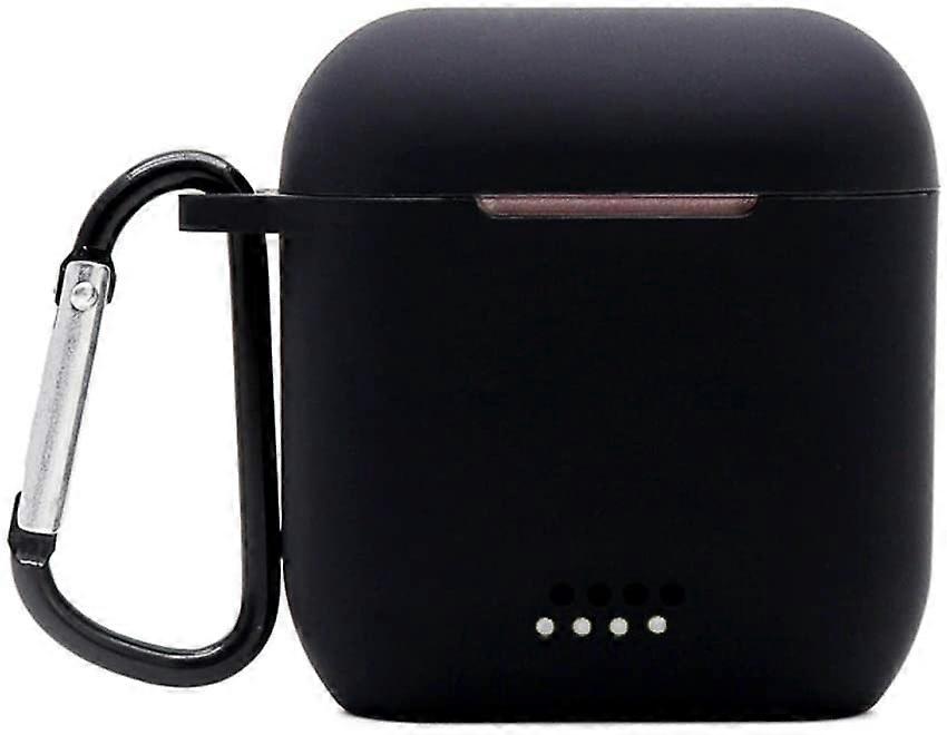 Protective Silicone Case Compatible with Tozo t12, Front LED Visible, Premium Accessory Shockproof tozo t12 Case Cover with Keychain. (Black2 pcs)