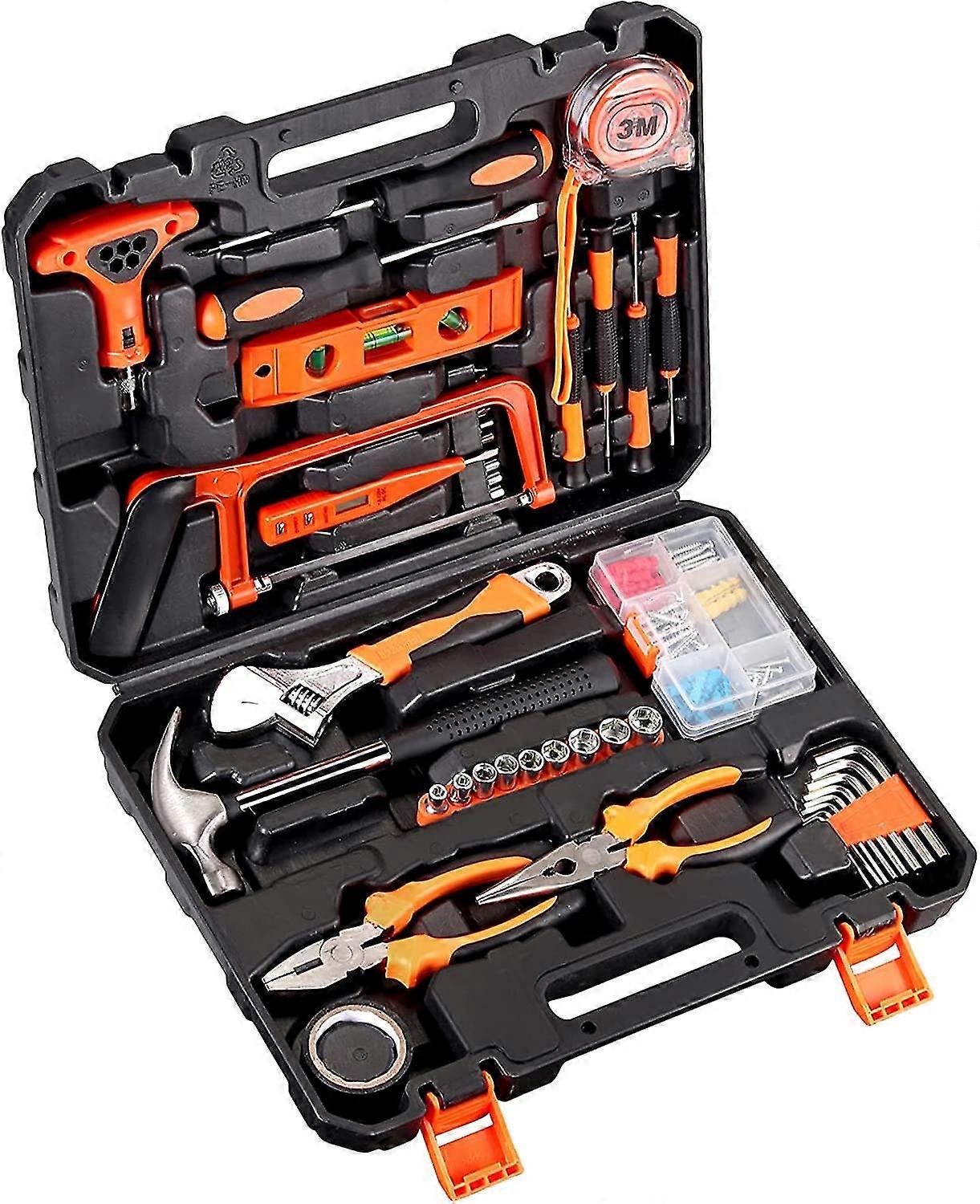 82pcs Repair Tool Set Tool Case Household Hand Tool Kit With Spanners Hammer Plastic Storage Box For Home Maintenance Daily Repair Diy