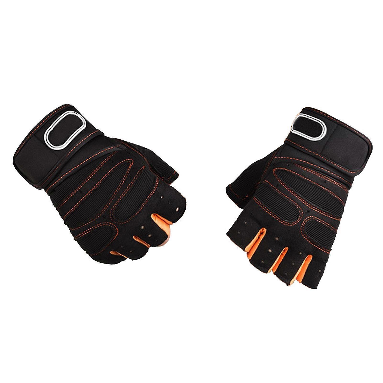 1Pair Sports Gloves Outdoor Anti-vibration Thin Half Finger Gloves with Wristband for Motorcycles