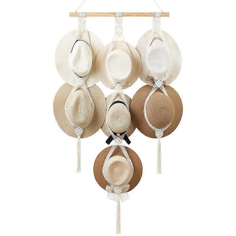 Hat Rack Hat Hangers for Wall, Boho Hat Holder Display Organizer