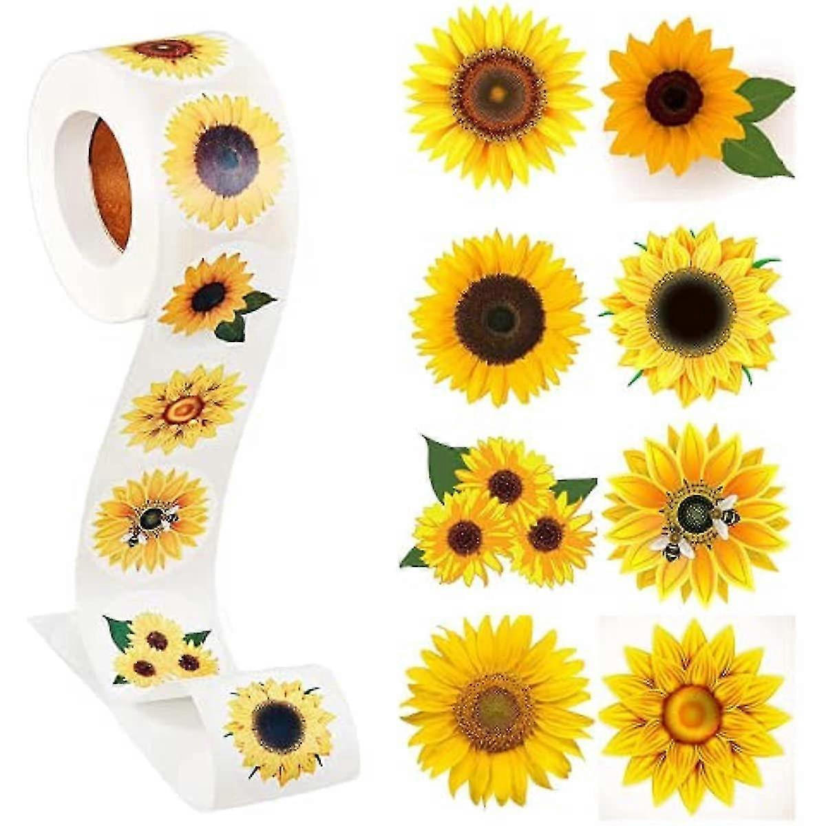 해바라기 스티커 감사합니다 스티커 자체 접착 해바라기 라벨 포장 밀봉 가방, DIY Enve에 대 한 8 해바라기 패턴과 라운드 스티커 라벨