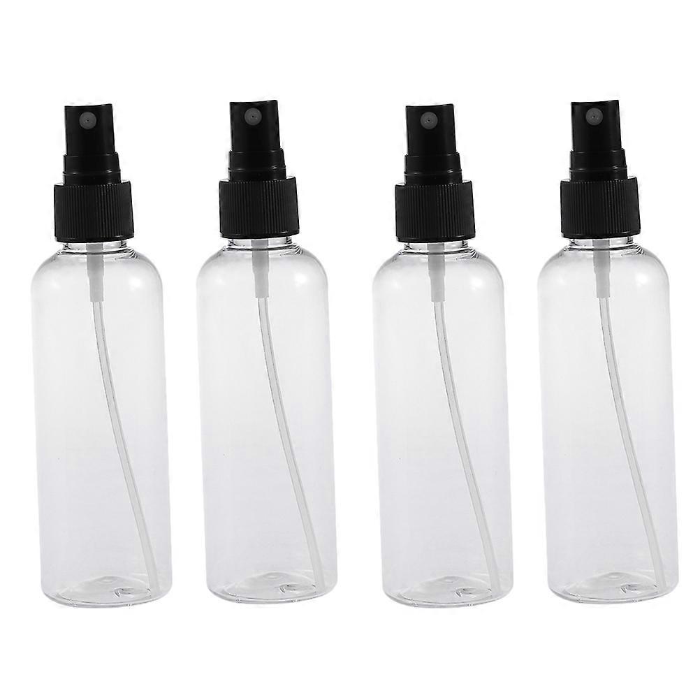 4pcs 100ML Plastic Empty Spray Bottle for Make Up and Skin Care Refillable Travel Use (Transparent Bottles with Black Sprayer)