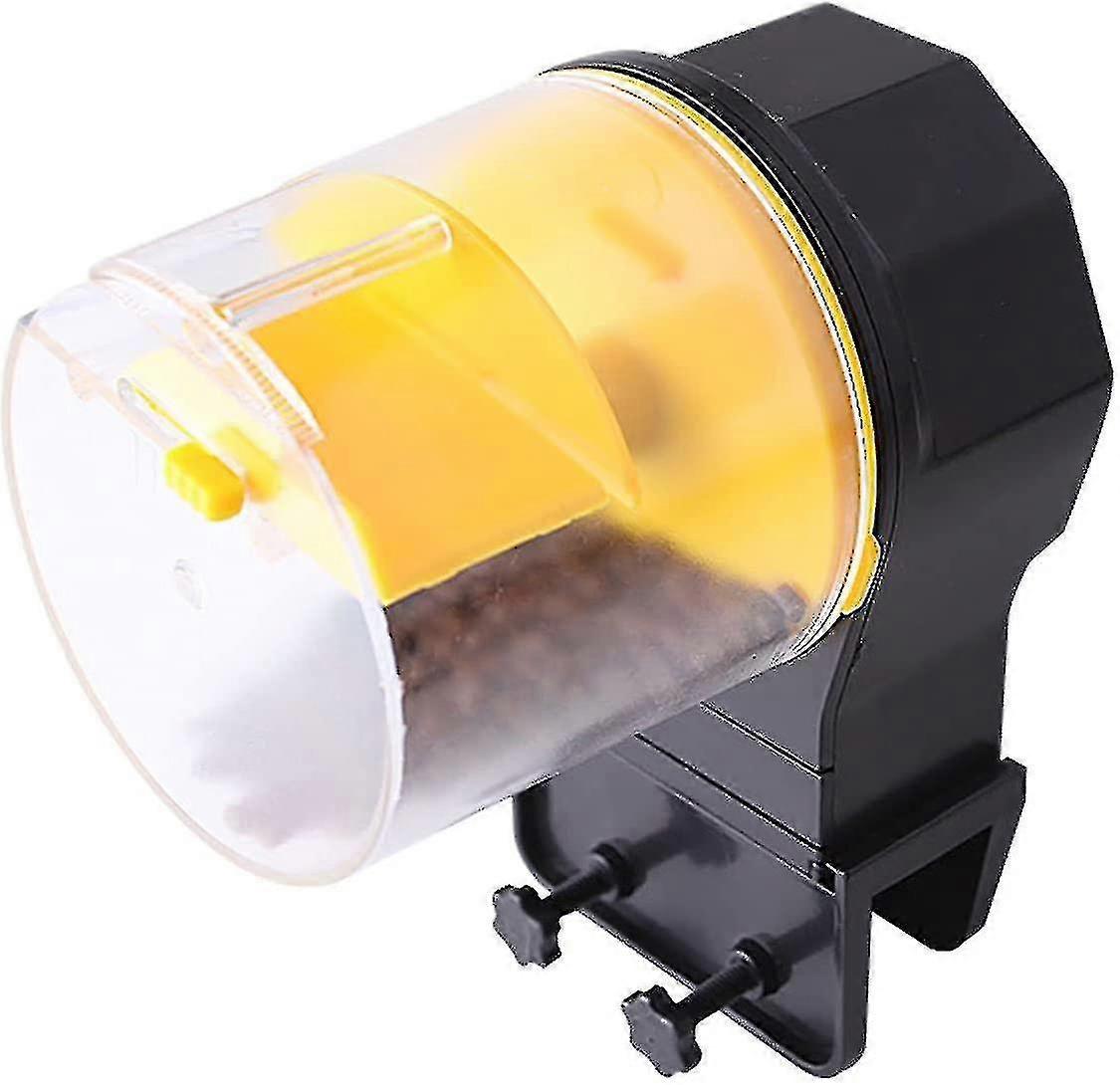 Automatic Fish Feeder Aquarium Automatic Feeding Timer Moisture Proof Feeder With Feeding Box (yellow)