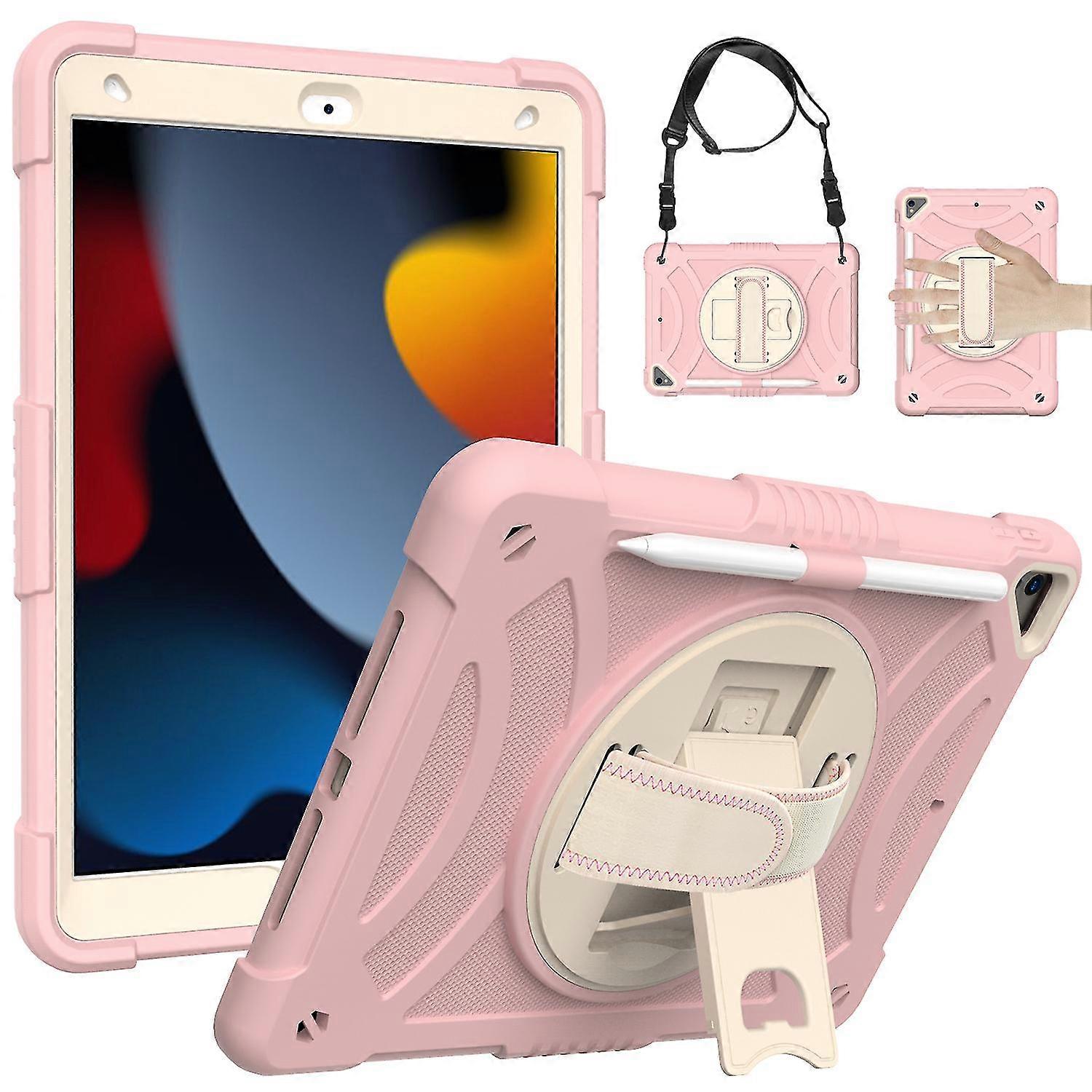 Colorful Case For Ipad 10.2 Inch 2019 2020 With Shoulder Strap, Hand Strap, Adjustable Stand, Fall Protection Cover